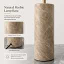 18.11" Mid Century Marble Table Lamp with Beige Linen Shade