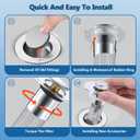 Sink Drain Strainer, 4 Pcs Pop Up Sink Stopper Bathroom with Removable Hair Catcher Basket, Kitchen Bathroom Drain Stopper Filter, Drain Hair Catcher for 1.1"-1.45" Basin Drain Holes