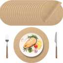 Kochorie 25 Pieces Burlap Placemats 11.8 Inch Round Reusable Brown Table Mats Natural Jute Fibers Placemats Bulk Circle Rustic Table Decorations for Dining Wedding Holiday Farmhouse Supplies
