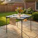 34" Square Folding Table for 4 Person, 330lbs Weight Capacity Foldable Table with HDPE Tabletop & Heavy-Duty Steel Legs, Large Portable Picnic Table for Indoor Outdoor Parties, Camping, Black, 34" x 34" x 28.54"
