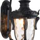 LONEDRUID Outdoor Wall Light Fixtures Black 20.47" H Exterior Wall Lantern Waterproof Sconce Porch Lights Wall Mount with Hammered Glass Shade for House