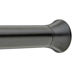 Amazon Basics No Drilling Spring Tension Curtain Rod, Adjustable 24-36" Width, Classic Finial, Black