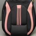 Huidasource Seat Covers, Nappa Leather Car Seat Cover with Lumbar Support, Ventilation Holes, Velcro Adjustable, Airbag, Full-Coverage Seat Covers, Universal Fit for Most Cars SUV Trucks, Black＆ Pink