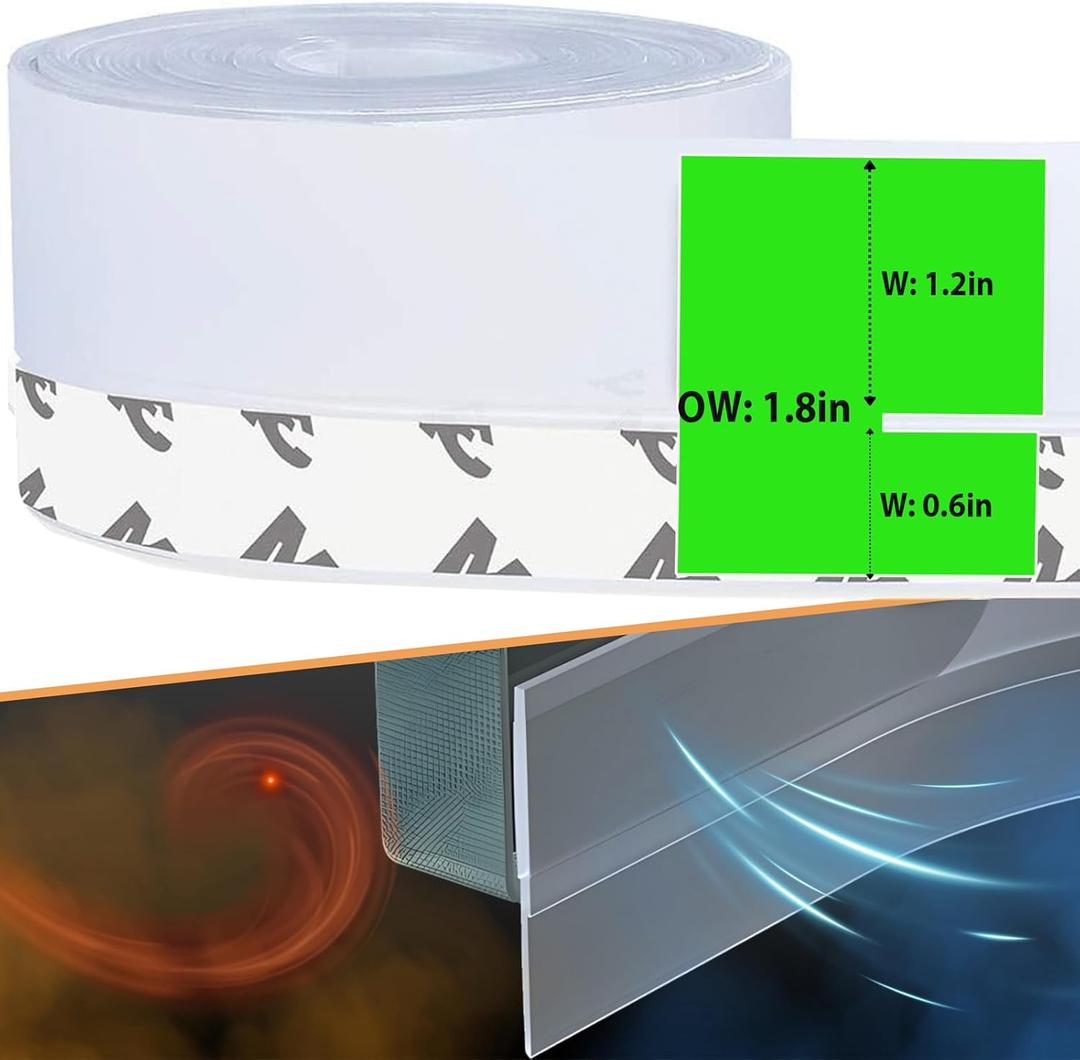 Weather Stripping Silicone Seal Strip, Weather Stripping Door Seal Strip - House and Glass Shower Doors Silicone Sealing for Door and Windows Gaps of Collision and Side, (Transparent) 45MM (1.8 in-16.5ft)