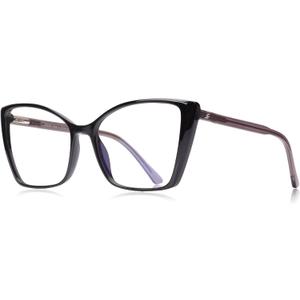 Women's Blue Light Blocking Glasses, Trendy Cat Eye Computer Gaming Glasses Anti Eyestrain & UV Glare RF6204 (Black Cateye Frame)