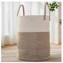 JMvicyroam Large Woven Laundry Basket Hamper,60L Cotton Rope Storage Bin for Blankets,Toys and Clothes,Decorative Tall Nursery Hamper for Living Room,Baby Nursery,Bathroom and Bedroom,Brown
