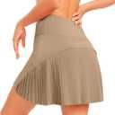 Womens Pleated Tennis Skirt with Pockets Shorts High Waisted Athletic Skirts Golf Skorts for Running Workout Casual (Medium, Khaki)