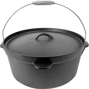 Cuisiland Seasoned 12 Quart DIA 14IN Cast Iron Dutch Oven lip lid