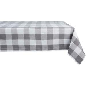 DII Buffalo Check Collection, Classic Farmhouse Tablecloth, 60 x 104, Gray & White