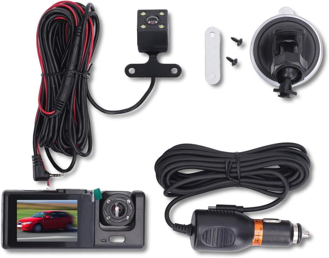 Car Traffic Recorder Night Vision - 3 Lens Front Rear HD Video, Clear Night Recording for Enhanced Driving Safety and Easy Operation