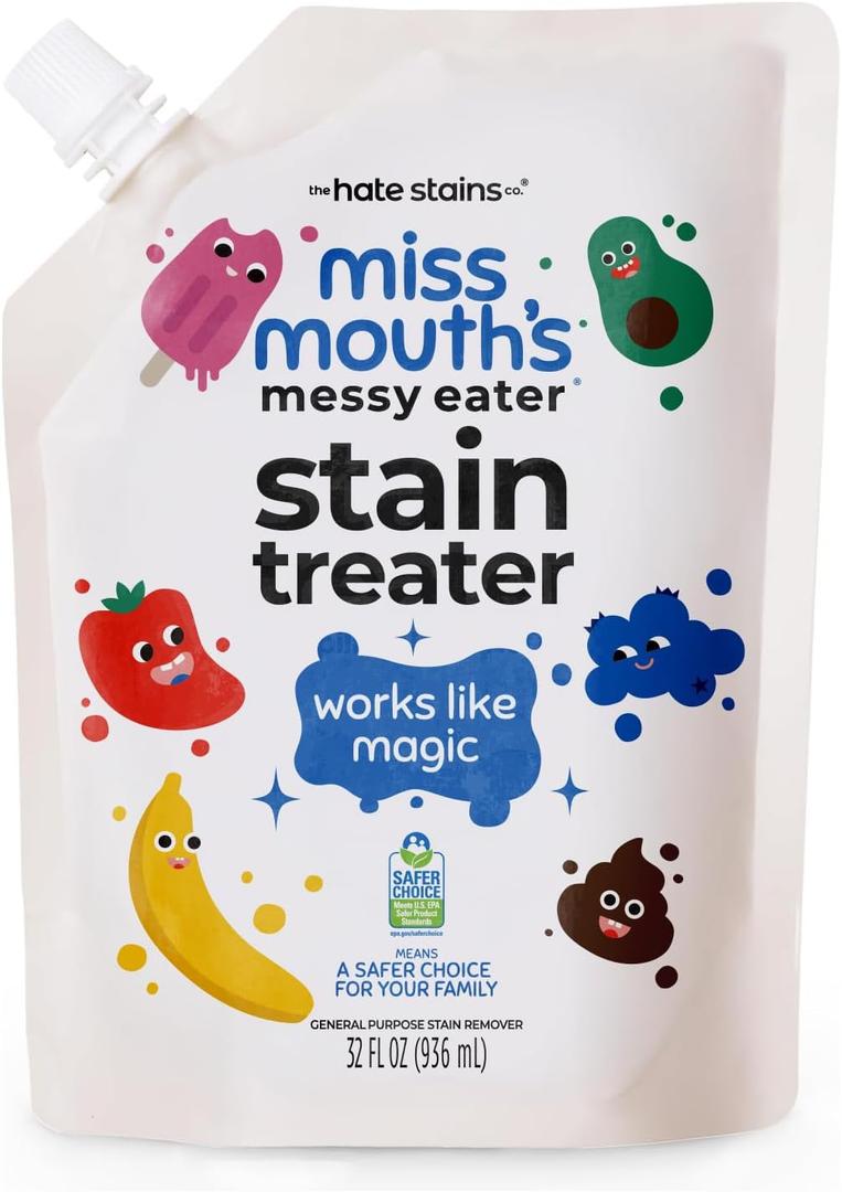 Miss Mouth's Messy Eater Stain Treater - 32oz Refill - Newborn & Baby Essentials - No Dry Cleaning Food, Grease, Coffee Off Laundry, Underwear, Fabric