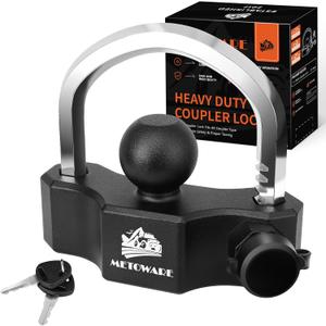METOWARE Universal Trailer Coupler Lock, Adjustable Heavy-Duty Trailer Htich Locks Fit 1-7/8 Inch, 2 Inch, 2-5/16 Inch Couplers with 2 Keys Black