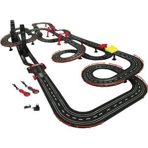 RaceXCale: Master Racer - 1:43 Scale G5 & G6 Slot Car Track, Electric Power Toy Set, 8'3" x 4'6", 4 Magnetic Cars w/Head Lights, 2 Speed Controllers