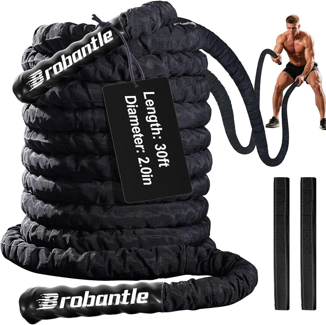 Battle Rope 1/1.26/1.5/2 Inch Diameter,Pink 30FT/40FT/50FT Exercise Workout Ropes for Home Gym Heavy Weighted Training Rope for Working Out