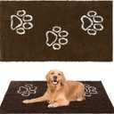PUPTECK Dog Doormat for Dirty - 60 x 30 inch Super Absorbent Microfiber, Non Skid Backing, Brown Door Mat