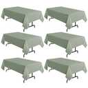 sancua 6 Pack Sage Green Tablecloth 60 x 102 Inch, Rectangle Table Cloth for 6 Feet Tables - Stain and Wrinkle Resistant Washable Polyester Table Cover for Dining Tables, Buffet Parties and Camping