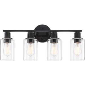 4-Light Bathroom Light Fixture Over Mirror Black 4-Light Vanity Light Fixture for Bathroom Vanity Black Wall Sconce Over Sink