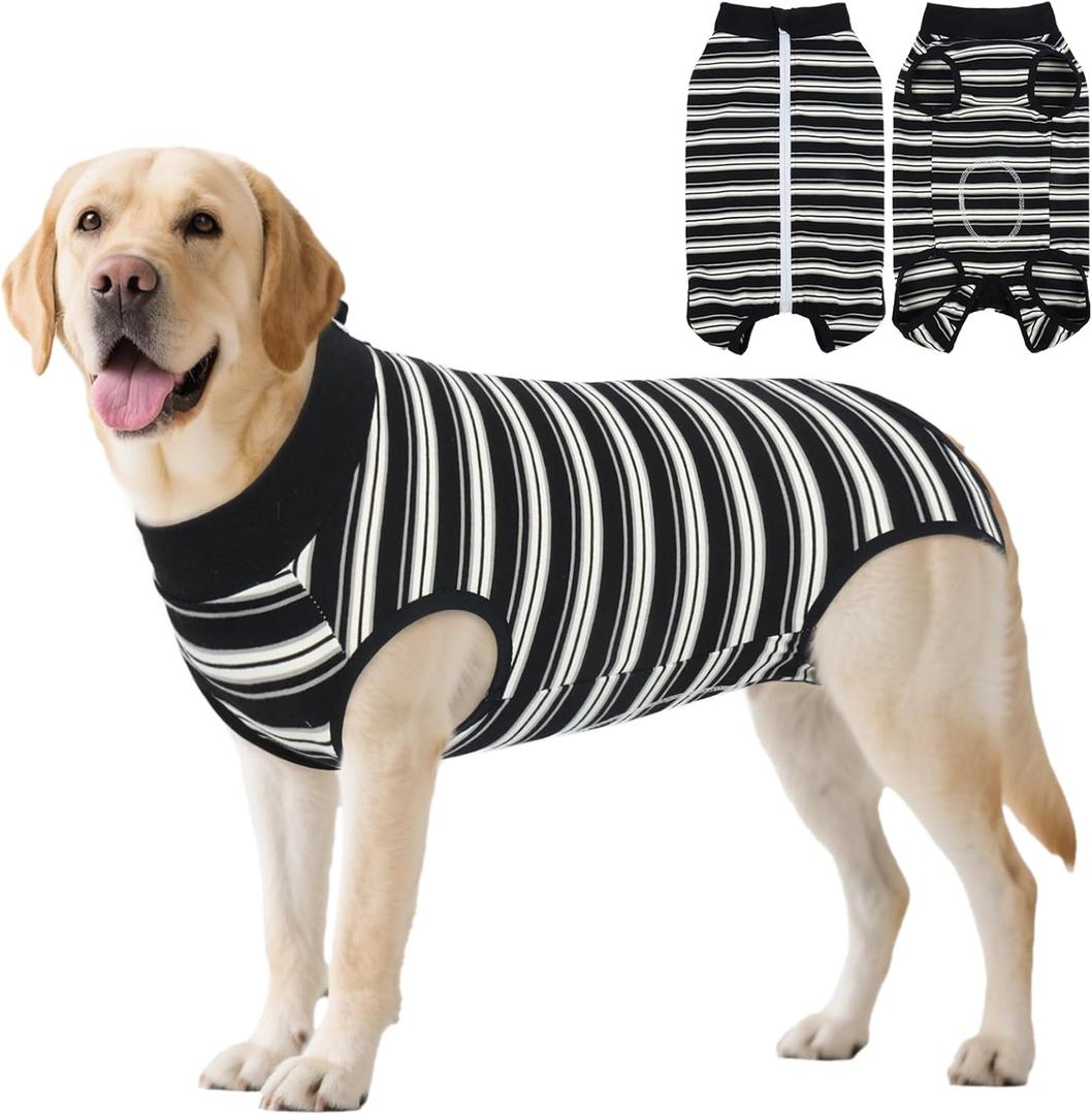 LeleTail Dog Recovery Suit Female Spay, Soft Dog Surgery Suit for Male Neuter, Anti-Lick Wounds Cone Alternatives, Pet Onesie Bodysuit for Pet Abdominal Wound After Surgery Protect, Black 2XL