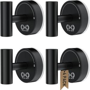 Suction Cup Hooks for Shower 4Pcs Suction Towel Hooks Bathroom Suction Hooks for Shower Wall, Kitchen, Glass, Mirror, Tile, Towel, Coat, Robes, Loofah -Black (4Pack)