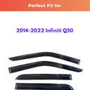 KPY Rain Guards Fit for 2014-2022 Infiniti Q50, Out-Channel Window Visors Vent Wind Deflectors 4PC, Car Accessories for 14-22 Infiniti Q50