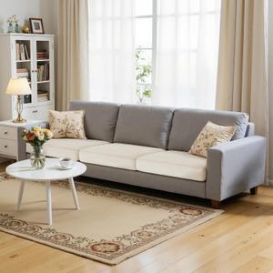 Hokway Velvet Couch Cushion Covers Water Resistant Seat Covers Stretch Sofa Cushion Protector(3 Cushion XL-Sofa, Ivory)