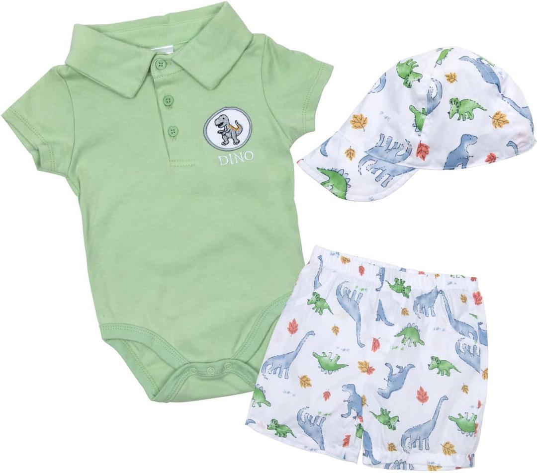 3 Pcs Reborn Baby Doll Clothes for 18-22 Inch Reborn Dolls Newborn Baby Boy Clothes Green Dinosaur Outfit Accessories Fashion Shirt&Shorts&Hat