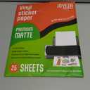 JOYEZA Premium Printable Vinyl Sticker Paper for Inkjet Printer - 25 Sheets Matte White Waterproof, Dries Quickly Vivid Colors, Holds Ink well- Tear Resistant - Inkjet & Laser Printer