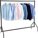 Amazon Basics Heavy Duty Portable Rolling Garment Rack, Hanging Clothes Organizer Rail for Display and Storage, Easy to Assemble, 72 x 60 inches, Black
