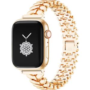 Kolgios 38/40/41/42/44/45/46mm Cool Chain Women Smartwatch Bands Compatible for Apple Watch Bands Series 11/ SE3/10/9/8/7/6/5/4 Stylish Replacement Bracelet for Iwatch S11/10/9 Gift To Her (Bowtie Gold)