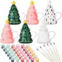 Potchen Set of 6 Christmas Tree Paint and Sip Kit Paint Your Own Mug Ceramic Painting Kit for Adults Includes Mugs, Paints, Brushes for Xmas Activities Art Favor Decoration