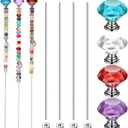 Pelopy 4 Pack Beaded Garden Stakes Wands Kit Stake Crafts for Different Holidays Colorful Glass Insert Ornament Crystal Pendants Decor Outdoor Fairy Sticks for Craft Supplies, Garden Art for Mom