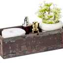 TIMRIS Farmhouse Distressed Wooden Storage Box, Rustic Bathroom Decor Box, Decorative Toilet Tank Basket Nice Butt, Solid Reclaimed Wood Organizer Box with Handles (Random)