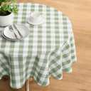 Checkered Tablecloth Rectangle Gingham Table Cloths Waterproof Wrinkle Free Buffalo Plaid Table Covers Washable for Dining, Parties & Outdoor Picnic(Sage Green,60" Round)