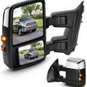 Towing Mirrors Chrome for Ford F-250 F-350 F-450 F-550 Super Duty 2008-2016 Power Heated with Smoke Turn Signal Manual Folding Telescoping (1 Pair)