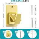 Adhesive No Drill Curtain Rod Brackets - Heavy Duty 30LB Holders for Bathroom Bedroom Kitchen, Universal Damage-Free Window Rod Hooks with Nail-Free Installation (8PC Gold)