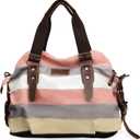 Canvas Handbag Multi-Color Striped Lattice Cross Body Shoulder Purse Bag Tote-Handbag for Women | Striped, Lattice, Shoulder, Purse, Bag, Striped