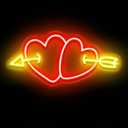 Double Heart Cupid Arrow Neon Sign for Wall Decor, Romantic LED Neon Light for Bedroom & Valentine’s Day Decor, Wedding & Anniversary Parties, Love-Themed Neon Wall Art 16.5"x7.9"