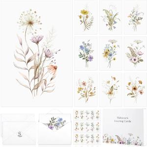 Blank Cards and Envelopes, 40 Pack Teacher Appreciation Cards 4x6 in Blank Note Card, Teacher Thank You Card with Stickers, Stationary Set for Graduation, Teacher's Day, Mother's Day, Nurses Week