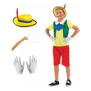 fun shack Puppet Costume for Kids, Fairytale Costumes for Boys, Puppet Costume for Girls Boys, Long Nose Costume, XL, without gloves and nose