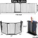 MYOYAY Dog Gate 5 Panel,118" Wide & 30" Tall Safety Gate Metal Fireplace Fence Dog playpen Stair Gate Garage Fences Stairway Barrier with Safety-Lock Wall Mounted Freestanding(Black)
