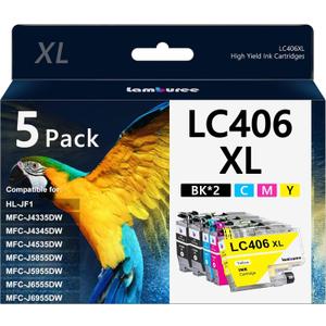 LC406XL Ink Cartridges with High-Yield Replacement for Brother LC406 XL Work with MFC-J4335DW MFC J4535DW MFC-J5855DW MFC-J5955DW MFC-J6555DW MFC-J6955DW Printers (5 Pack)