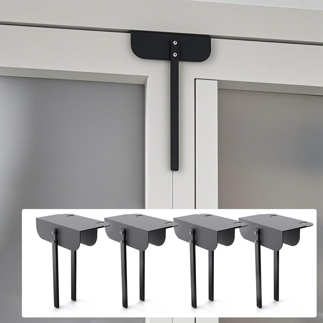 Metal Bifold Door Lock Kit - Adjustable Child Safety Lock for Closet Pantry Cabinet Doors (0.6-2 Inch Thickness), Heavy Duty Rust Resistant No Drill Installation, Black (4 Pack)