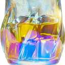 Whiskey Glasses Set of 2, Colorful Rock Glass, 8.5 OZ Drinking Glasses, Creative Twisted Crystal Old Fashioned Tumbler for Bourbon, Scotch, Cocktail, Tequila, Wine, Rum