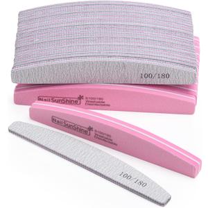 35 Count 100/180 Grit Nail Files and Buffers Kit, Reusable Sanding Buffing Blocks Sponge File Double Sides Emery Boards (Group A-Pink)
