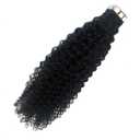 14inch Black Tape in Hair Extensions for Black Women, Natural Black 100% Real Hair Extensions Curly Wave Tape ins Seamless Skin Weft 50grams 20pcs (14 Inch, #1B-Curly-50G)