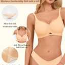 Bras for Women No Underwire - Womens Seamless Bralette Push Up Comfortable Full Coverage Padded Sleep Everyday Bra (Beige, XXL)
