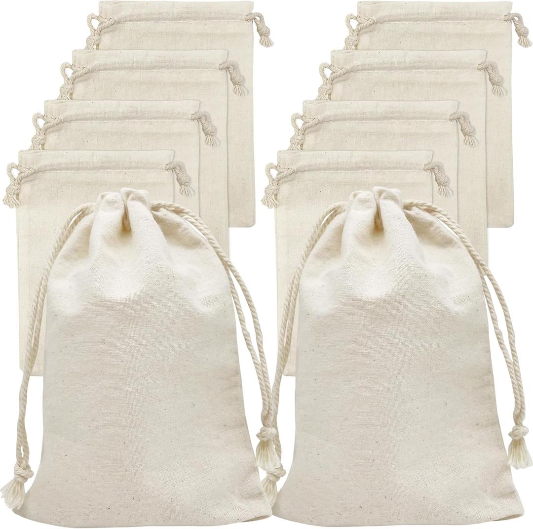 Jexila 24 Pieces Muslin Bags 4x6 inches Small Cotton Drawstring Gift Pouch Sachet Bag for Wedding Party Favor,Jewelry,DIY Crafts (1 Count (Pack of 24))