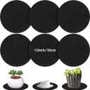 Hushee 6 Pieces 12'' Plant Coaster Mat Black Round Fabric Plant Pad Mat Absorbent Waterproof Plant Tray Flower Pot Coaster Mat for Indoors Outdoor Crafts Supplies
