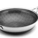 LIVWELL DiamondClad 12-inch Nonstick Hybrid Wok Stir Fry Pan - Home and Kitchen Gift - Stainless Steel Wok - Dishwasher and Oven Safe - PFOA-free - Hybrid Cookware - Silver/Black