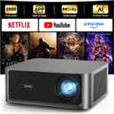HAPPRUN 2500 ANSI Lumens Outdoor Projector with Built-in Streaming Apps, 4K Decoding Resolution, Dolby Audio, WiFi 6 and Bluetooth 5.2 for Indoor and Outdoor Home Theater